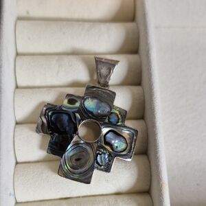 Silver Marked 950 Abalone Shell Pendant